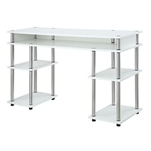 convenience concepts designs2go no tools student shelves desk, 47.25(l) x 15.75(w) x 30"(h), white