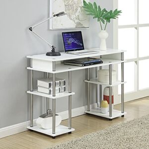 Convenience Concepts Designs2Go No Tools Student Shelves Desk, 47.25(L) x 15.75(W) x 30"(H), White