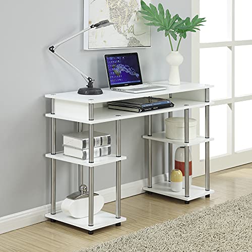 Convenience Concepts Designs2Go No Tools Student Shelves Desk, 47.25(L) x 15.75(W) x 30"(H), White