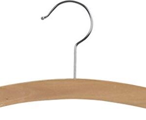 The Great American Hanger Company Rounded Wooden Kids Hanger, Box of 25 12 Inch Wood Top Hangers w/Natural Finish & Chrome Swivel Hook for Childrens Clothes