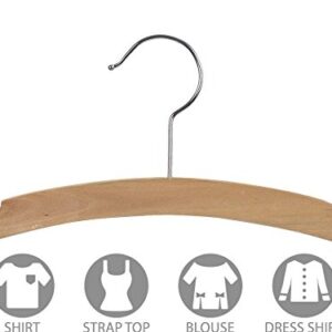 The Great American Hanger Company Rounded Wooden Kids Hanger, Box of 25 12 Inch Wood Top Hangers w/Natural Finish & Chrome Swivel Hook for Childrens Clothes