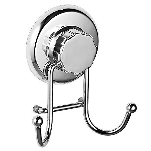 HASKO accessories - Powerful Vacuum Suction Cup Hooks Holder for Towel, Robe and Loofah - Stainless Steel Hook for Bathroom and Kitchen (Chrome)