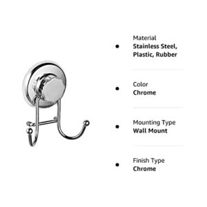 HASKO accessories - Powerful Vacuum Suction Cup Hooks Holder for Towel, Robe and Loofah - Stainless Steel Hook for Bathroom and Kitchen (Chrome)