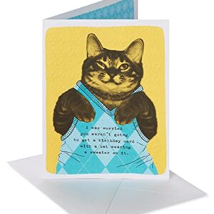 American Greetings Funny Birthday Card (Cat Wearing Argyle Sweater)