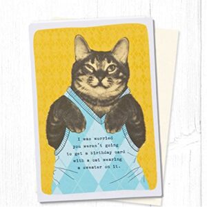 American Greetings Funny Birthday Card (Cat Wearing Argyle Sweater)