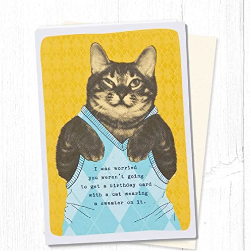 American Greetings Funny Birthday Card (Cat Wearing Argyle Sweater)