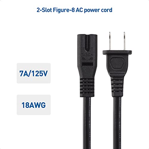 Cable Matters 2 Pack 2 Prong TV Power Cord 6 ft, AC Power Cord Compatible with Samsung LG Sony Insignia TCL Sharp Toshiba Hisense TV PS4 PS5, Non Polarized (NEMA 1-15P to IEC C7) - 6 Feet