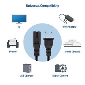 Cable Matters 2 Pack 2 Prong TV Power Cord 6 ft, AC Power Cord Compatible with Samsung LG Sony Insignia TCL Sharp Toshiba Hisense TV PS4 PS5, Non Polarized (NEMA 1-15P to IEC C7) - 6 Feet