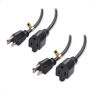 cable matters 2-pack 16 awg heavy duty power extension cord 10 ft, ul listed (power cord extension / 3 prong extension cords, nema 5-15p to nema 5-15r)