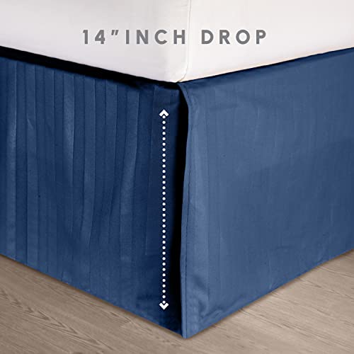 Elegant Comfort® Wrinkle Resistant - Silky Soft Dobby Stripe Bed-in-a-Bag 8-Piece Comforter Set -HypoAllergenic - King Navy Blue