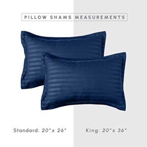 Elegant Comfort® Wrinkle Resistant - Silky Soft Dobby Stripe Bed-in-a-Bag 8-Piece Comforter Set -HypoAllergenic - King Navy Blue