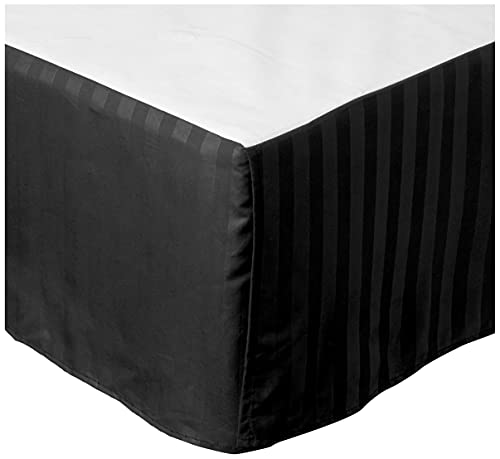 Elegance Linen Wrinkle Resistant - Luxury Silky Soft Dobby Stripe Bed-in-a-Bag 8-Piece Comforter Set - Full/Queen, Black