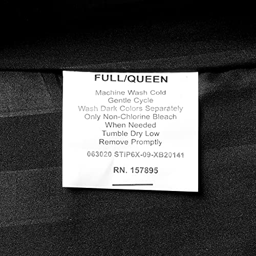Elegance Linen Wrinkle Resistant - Luxury Silky Soft Dobby Stripe Bed-in-a-Bag 8-Piece Comforter Set - Full/Queen, Black