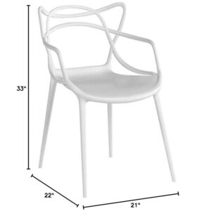 Mod Made Mid Century Modern Molded Plastic Loop Chair (Set of 2), White