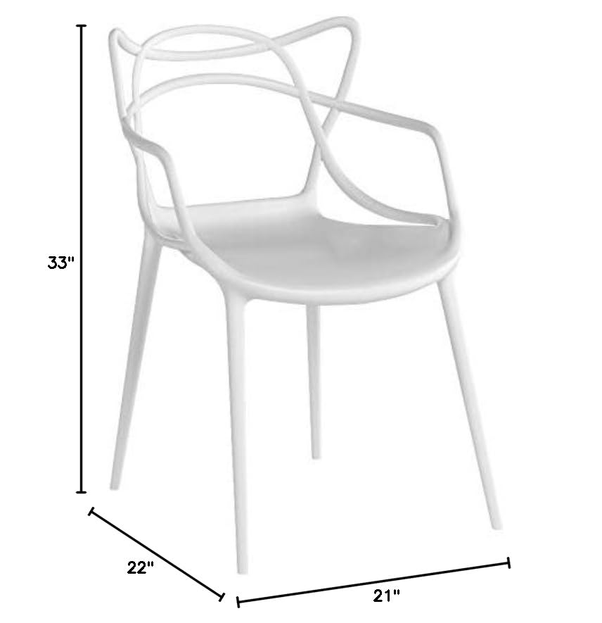 Mod Made Mid Century Modern Molded Plastic Loop Chair (Set of 2), White