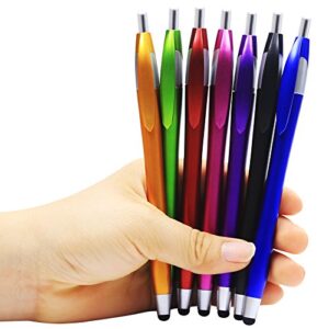 SKOLOO Stylus Pens for Touch Screens,Pack of 14, 2-in-1 Click Ball Pen, Ballpoint Pen and Slim Stylus for Universal Tablet Smartphone, Multi-Colored