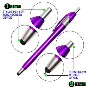 SKOLOO Stylus Pens for Touch Screens,Pack of 14, 2-in-1 Click Ball Pen, Ballpoint Pen and Slim Stylus for Universal Tablet Smartphone, Multi-Colored