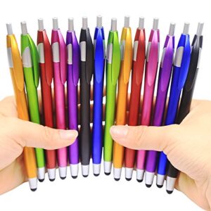 SKOLOO Stylus Pens for Touch Screens,Pack of 14, 2-in-1 Click Ball Pen, Ballpoint Pen and Slim Stylus for Universal Tablet Smartphone, Multi-Colored