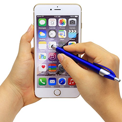 SKOLOO Stylus Pens for Touch Screens,Pack of 14, 2-in-1 Click Ball Pen, Ballpoint Pen and Slim Stylus for Universal Tablet Smartphone, Multi-Colored