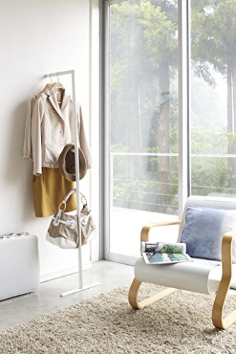Yamazaki Home Slim Coat Hanger-Modern Storage Rack for Bedroom Or Living Room | Steel | Leaning Ladder, One Size, White