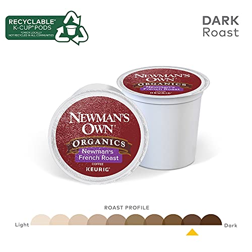 Newman's Own Organics French Roast, Single-Serve Keurig K-Cup Pods, Dark Roast Coffee Pods, 72 Count