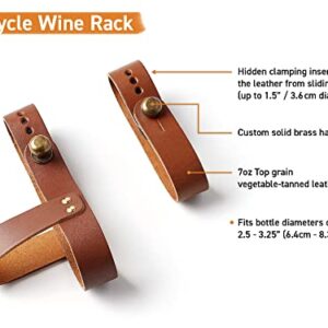 oopsmark The Bicycle Wine Rack - Bike Bottle Holder and Carrier for Picnics - Handmade Leather Accessory (Black)