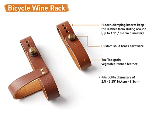 oopsmark The Bicycle Wine Rack - Bike Bottle Holder and Carrier for Picnics - Handmade Leather Accessory (Black)