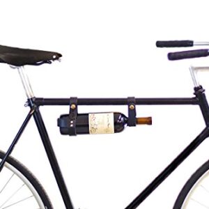 oopsmark The Bicycle Wine Rack - Bike Bottle Holder and Carrier for Picnics - Handmade Leather Accessory (Black)