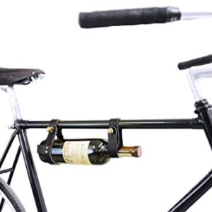 oopsmark The Bicycle Wine Rack - Bike Bottle Holder and Carrier for Picnics - Handmade Leather Accessory (Black)