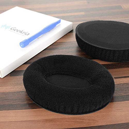 Geekria Comfort Velour Replacement Ear Pads for Sennheiser HD418, HD419, HD428, HD429, HD439, HD438, HD448, HD449 Headphones Ear Cushions, Headset Earpads, Ear Cups Cover Repair Parts (Black)