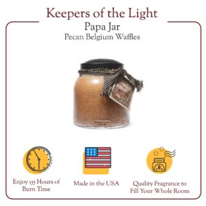 A Cheerful Giver — Pecan Belgium Waffles - 34oz Papa Scented Candle Jar with Lid - Keepers of the Light - 155 Hours of Burn Time, Gift for Women, Brown