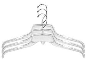 only hangers 17 inch plastic clear unbreakable top swivel hook for t shirt blouse jacket coat sweater & more, pack of 50pcs