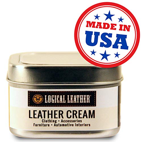 Natural Waterproofing Leather Cream for Boots, Sofa, Purses, Shoes, Furniture, Auto Upholstery - pH Balanced, Non-Toxic Gentle - 8 oz.