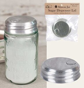 simply homeade mason jar sugar/salt/spice dispenser lid kitchen supplies, 2 3/4" diameter 1 1/4" tall, silver