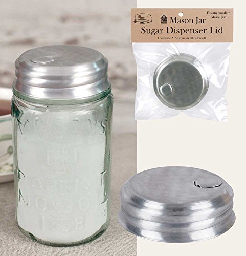 SIMPLY HOMEADE Mason Jar Sugar/Salt/Spice Dispenser Lid Kitchen Supplies, 2 3/4" diameter 1 1/4" tall, Silver