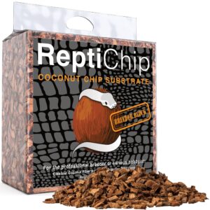 reptichip compressed coconut chip substrate for reptiles 72 quart coco husk bedding brick for ball pythons, snakes, tortoises, geckos, frogs, or lizard terrarium tanks