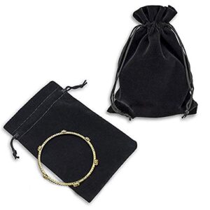 BLUECELL Pack of 20pcs 3" X 4" Velvet Drawstring Cloth Jewelry / Gift / Headphones Bag / Pouches (Black)