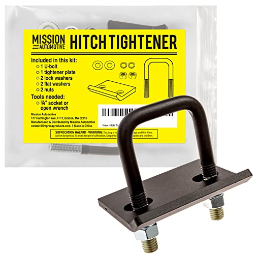 Mission Automotive - Heavy Duty Trailer Hitch Stabilizer - Anti Rattle Clamp for 1.25 to 2 Inch Hitches - Easy-Install, No-Rust Tightener for Towing and Trailers