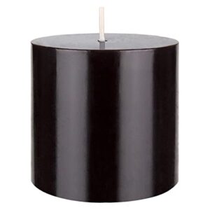 mega candles 1 pc unscented black round pillar candle, hand poured premium wax candles 3 inch x 3 inch, home décor, wedding receptions, baby showers, birthdays, celebrations, party favors & more