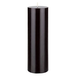 mega candles 1 pc unscented black round pillar candle, hand poured premium wax candles 3 inch x 9 inch, home décor, wedding receptions, baby showers, birthdays, celebrations, party favors & more