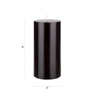 Mega Candles 1 pc Unscented Black Round Pillar Candle, Hand Poured Premium Wax Candles 3 Inch x 6 Inch, Home Décor, Wedding Receptions, Baby Showers, Birthdays, Celebrations, Party Favors & More