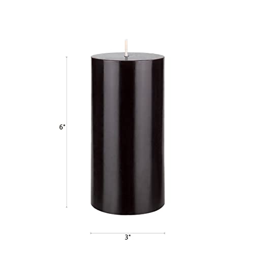 Mega Candles 1 pc Unscented Black Round Pillar Candle, Hand Poured Premium Wax Candles 3 Inch x 6 Inch, Home Décor, Wedding Receptions, Baby Showers, Birthdays, Celebrations, Party Favors & More