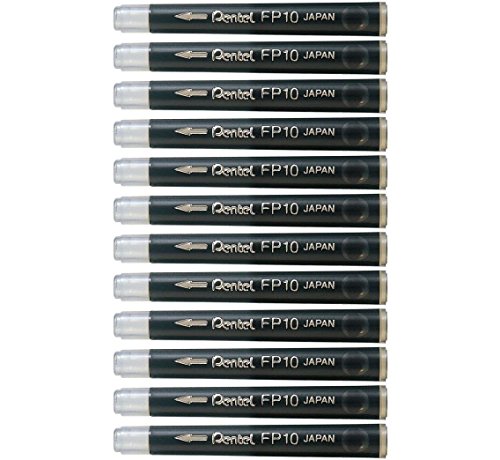 Pentel Pocket Fude Brush Pen Refills (FP10-A), Black Ink, × 3 Pack/total 12 Refills (Japan Import)