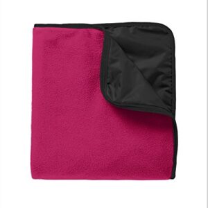 Port Authority Fleece & Poly Travel Blanket OSFA Dark Fuchsia/ Black