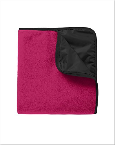 Port Authority Fleece & Poly Travel Blanket OSFA Dark Fuchsia/ Black