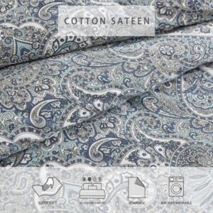 Stone Cottage - King Comforter Set, Reversible Cotton Bedding with Matching Shams And Bedskirt, All Season Home Decor (Lancaster Blue, King)