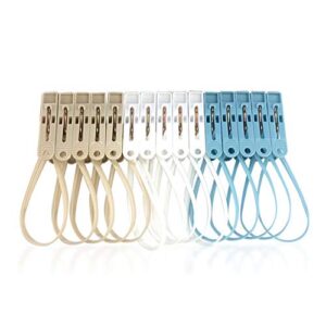 MXY Clothespins Socks Clip Underwear Clothes Clips Plastic Nonslip Grips Hanging Hold Pegs Travel Wardrobe Hanging Folders Clamps with Rope Strap Can Hang Anywhere You Need Set of 15 Pieces