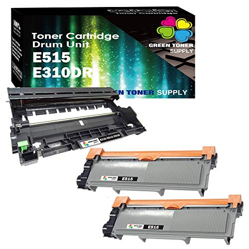 3 Pack Green Toner Supply Compatible Toner | Drum, 2-Pack E515 Toner and 1 Pack E515DR Drum Unit, for use in Dell E310dw E514dw E515dw E515dn Printer