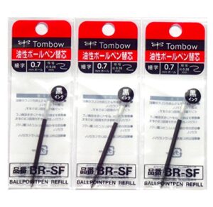 tombow 0.7mm black ink refill (br-sf33), for airpress ballpoint pen (bc-ap) , 3 pack/total 3 pcs (japan import)