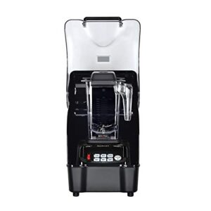 omniblend omni-q commercial blender with full sound enclosure shield, quiet heavy duty 3-speed, self-cleaning, includes multifunctional 2-in-1 wet dry blades, 1.5 liter jar (black)